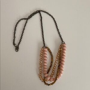 Chic Pink and Gold Beaded Necklace